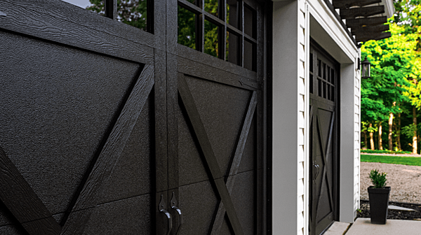 Close Up of CHI® Overlay Carriage Garage Door.