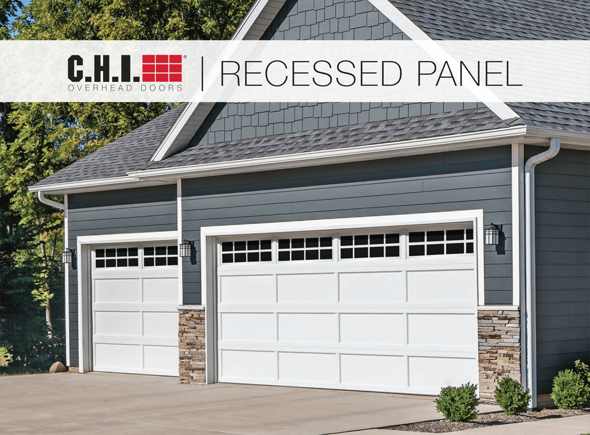 A Home with New CHI Recessed Panel Collection Garage Door - Banner
